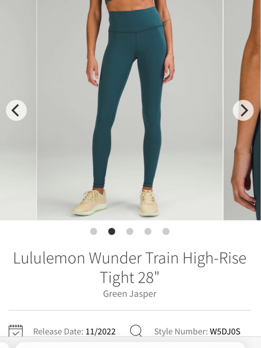 Lululemon green Jasper Wunder train Legging 2 28” everlux high rise